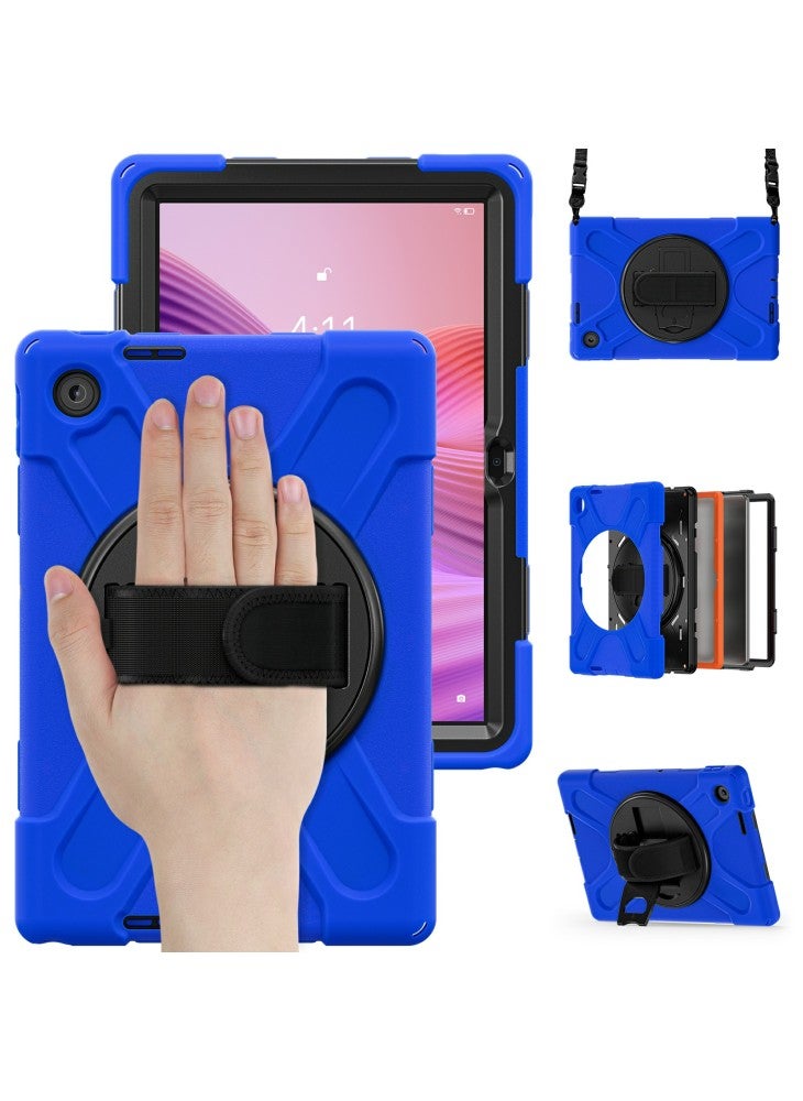 For Lenovo Tab 10.1 (2025) TB311XU/Zhaoyang K10C Kickstand Case TPU PC Silicone Tablet Cover with Shoulder Strap - Blue - Image 3